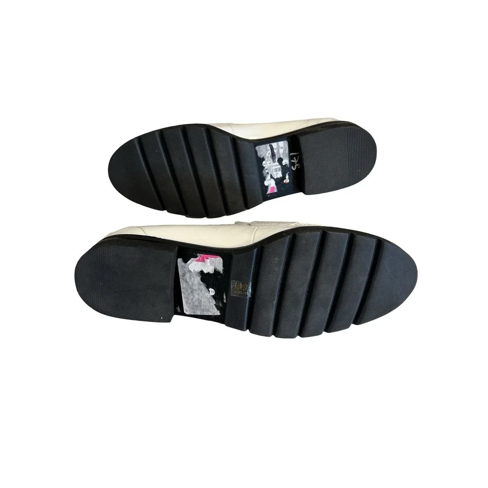 Stuart Weitzman Mila Lift White Loafers Sz 11.5 New Black Sole Platform - Picture 9 of 10